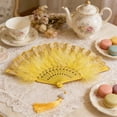 thumbnail image 5 of Yhmxh Vintage Feather Handheld Fan, 16.54" Folding Lace Fan with Tassel, Vintage Retro Fans, Elegant Fluffy Feather Fan for Wedding, Party, Photo Shoot, Multiple Colors Available, 5 of 7