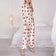 thumbnail image 3 of Balery Hand Drawn Strawberry Conjunto de Pijama con Estampado para Mujer, Conjunto de Dos Piezas con Manga Larga, Ropa de Dormir Suave con Bolsillos, Pijamas Cómodos-XX-Large, 3 of 7