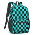thumbnail image 2 of Blue and Black Checkered Pattern 17" School Backpacks for Teens,Waterproof Oxford Fabric,S-Shape Padded Straps for School,Travel,Hiking,Camping, 2 of 6