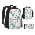 thumbnail image 2 of Naloa Rose Flowers Print Large Capacity Backpack Lunch Bag Pencil Case Combination 3 Piece Set for Student, 2 of 8