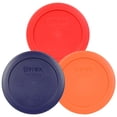 thumbnail image 1 of Pyrex 7200-PC 2 Cup Red Blue Orange Round Plastic Storage Lid Made in USA - 3 Pack, 1 of 4