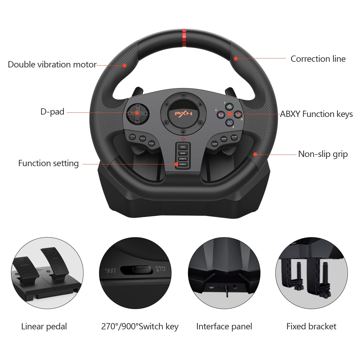  PXN Gaming Racing Wheel V9 Xbox Steering Wheel 270/900° Car  Simulation with Pedal and Shifter, Paddle Shifters Driving Wheel for PS4,  Xbox One, Xbox Series X