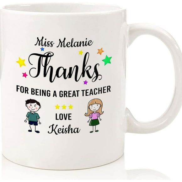 Personalized Thank You For Being A Great Teacher Mug Gift Idea For Teacher End Of Term Present Leaving School Kids Tea Cup Lover, Ceramic Novelty Coffee Mugs 11oz, 15oz Mug, Tea Cup, Gift Present Mug