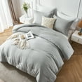 thumbnail image 2 of Davulos Twin Size Comforter Set - 2 Pieces Dark Grey Soft Luxury Cationic Dyeing Bedding Comforter For All Season, Breathable Lightweight Fluffy Bed Set with 1 Comforter and 1 Pillow Sham, 2 of 7