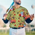 thumbnail image 6 of Balery Cartoon Fire Truck Baseball Jersey for Men Casual Button Down Shirts Short Sleeve Active Team Sports Uniform-Medium, 6 of 9