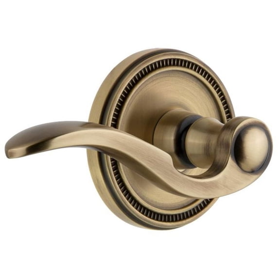 Grandeur 809682 Soleil Solid Brass Right Handed Privacy Door Lever Set - Brass