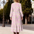 thumbnail image 6 of dazeni Girls Valentine's Day Dresses Cute Heart Print Puff Long Sleeve Maxi Dress Loose Casual Ruffle Crewneck Dress with Pockets A Line Tiered Flowy Party Dress C 12-13Years, 6 of 6