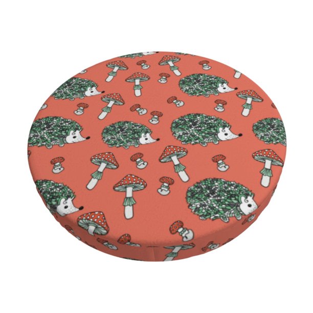 Balery Hedgehog Mushroom Fundas de asiento para taburete de bar redondo de tela de terciopelo ajustables que protegen de arañazos y manchas para sillas de 14 a 17 pulgadas.-12 inch