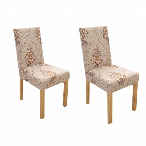 AUQ 2Pcs Chair Seat Covers,Protects Chairs Chair Covers for Dining,Machine-Washable Dining Chair Slipcovers,Champagne