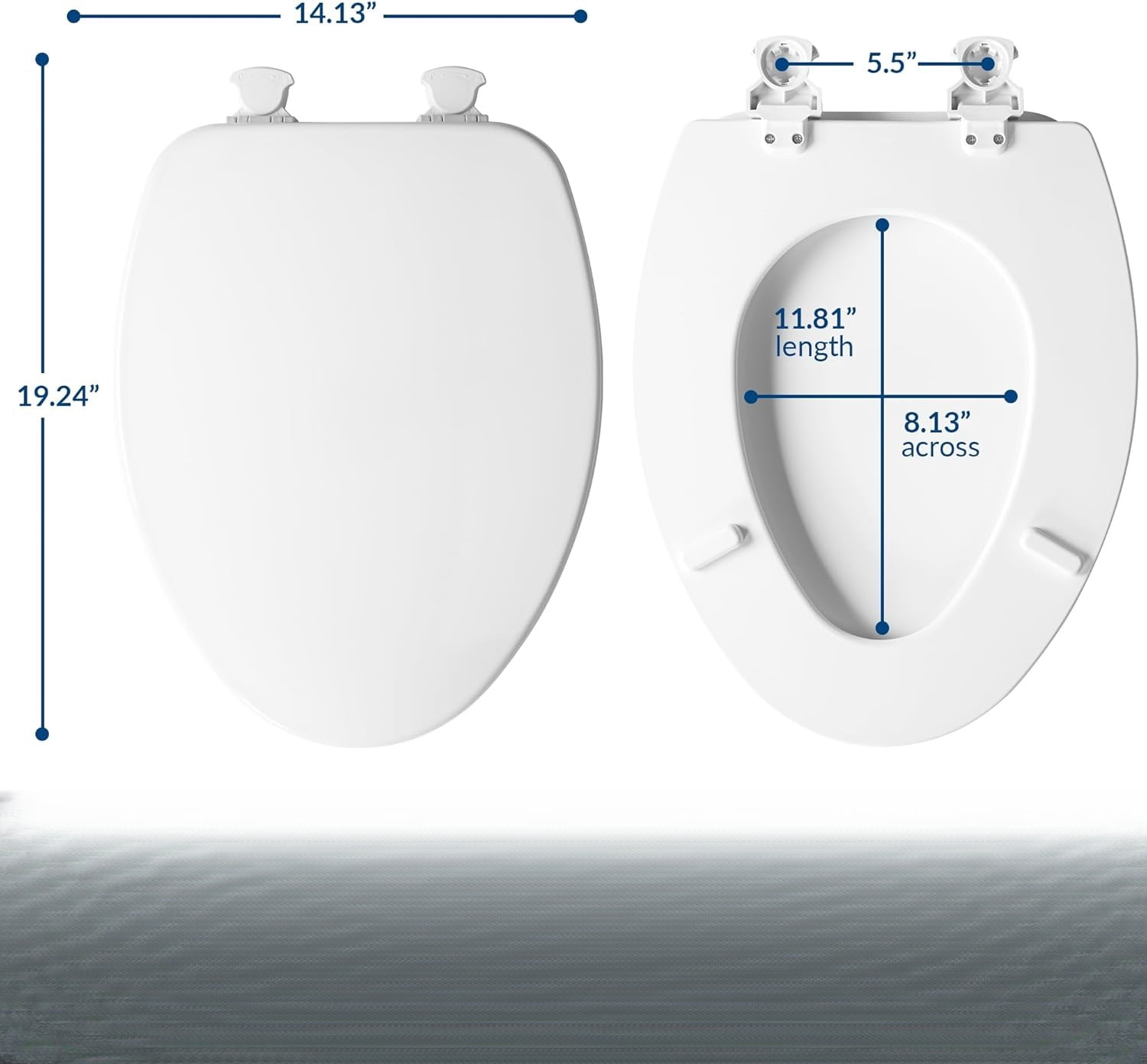 CHURCH Toilet Seat, Easy Clean Hinges Release for Deep Cleans, Durable Enameled Wood Seat, Round, White