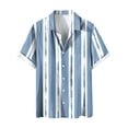 thumbnail image 1 of Wyzesi Button Up Black Shirt Men Men Short Sleeve Fashion Striped Printed Shirt Multicolor Striped Non Positioned Printed Men Shirt Compression Shirt Men Slimming Stomach, 1 of 5
