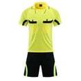 thumbnail image 4 of Zaldita Men's Soccer Referee Jersey Outfits Short Sleeve Pro Referee Shirts with Shorts Set Football Yellow 3XL, 4 of 6