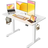CUIBIKER 48'' Standing Desk, Electric Stand up Height Adjustable Home Office Table, Sit Stand Desk with Splice Board, White