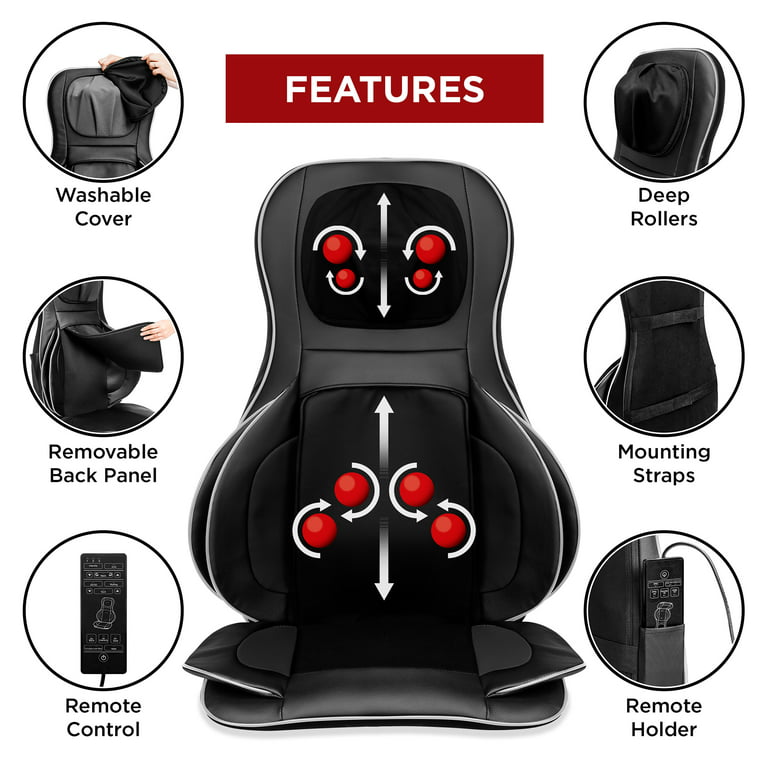 Best Choice Products Air Compression Shiatsu Neck Back Massager Cushion  Seat, 2D/3D Kneading with Heat, Rolling & Spot Massage 