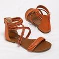 thumbnail image 6 of Sandals Women Dressy Summer Flat Strappy Cute Casual Beach shoes Gladiator Sandals Cute Strappy Sandals with Zipper Summer Shoes Orange Women Sandal, 6 of 6