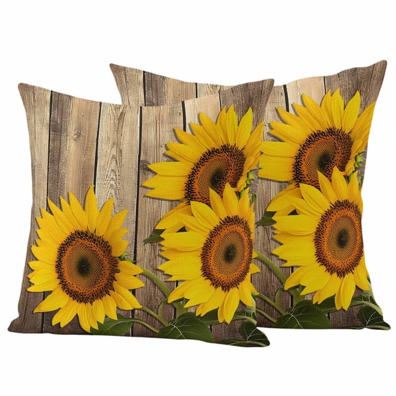 2 Pack Outdoor Waterproof Throw Pillow Covers,Summer Farm Sunflower Decorative Square Pillow Case Patio Pillowcases for Chair Couch Sofa 16x16in