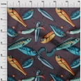 thumbnail image 3 of oneOone Georgette Viscose Maroon Fabric Fish Sewing Craft Projects Fabric Prints By Yard 42 Inch Wide, 3 of 4