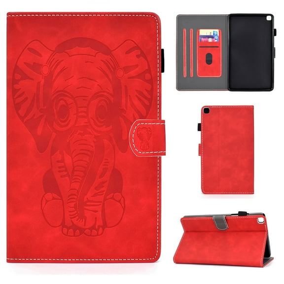 Galaxy Tab A 8.0 2019 Case, Dteck Elephant Pattern PU Leather Folio Case Stand Cover With Built-in Card Slots for Samsung Galaxy Tab A 8.0 inch 2019 Model SM-T290 T295, Red
