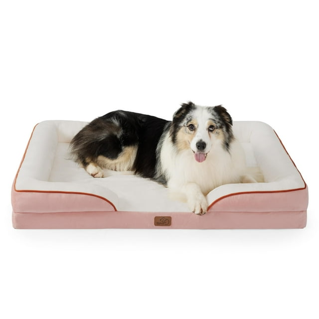 Cama ortopédica para perros Bedsure XL, impermeable, rosa, 107 cm