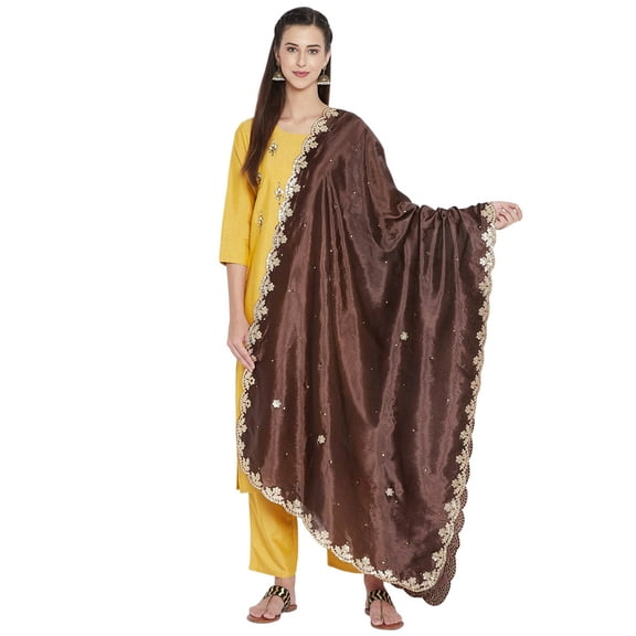 eloria Floral White Woman's Indian Ethnic Chunni, Dupatta, Stole, Scarf Shawl Wrap