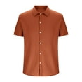 thumbnail image 5 of LODIENY Mens Short Sleeve Dress Shirts Wrinkle Free Casual Stretch Button Down Business Shirts Summer Untucked Dress Shirt Wedding Prom Tops Orange S, 5 of 7