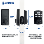 Brinks Electronic Fingerprint/Keypad Deadbolt with Pro-Guard, Transitional, Matte Black