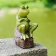 thumbnail image 4 of Divertida decoración de estatuas de jardín de ranas, estatua de animales de jardín de ranas durmientes de resina al aire libre, exteriores impermeables, 4 of 5