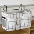 thumbnail image 5 of HZCrisp Bedside Caddy Organizer, Hanging Bedside Storage Basket with Large Pockets and Hooks, Canvas Multi-Function Organizer for Bunk Beds, Dorm Rooms, Hospital Beds – White Grid Pattern, 5 of 6