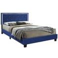 thumbnail image 1 of Better Home Products Lit Plateforme Très Grand Rembourré en Velours Monica, Bleu, 1 of 6