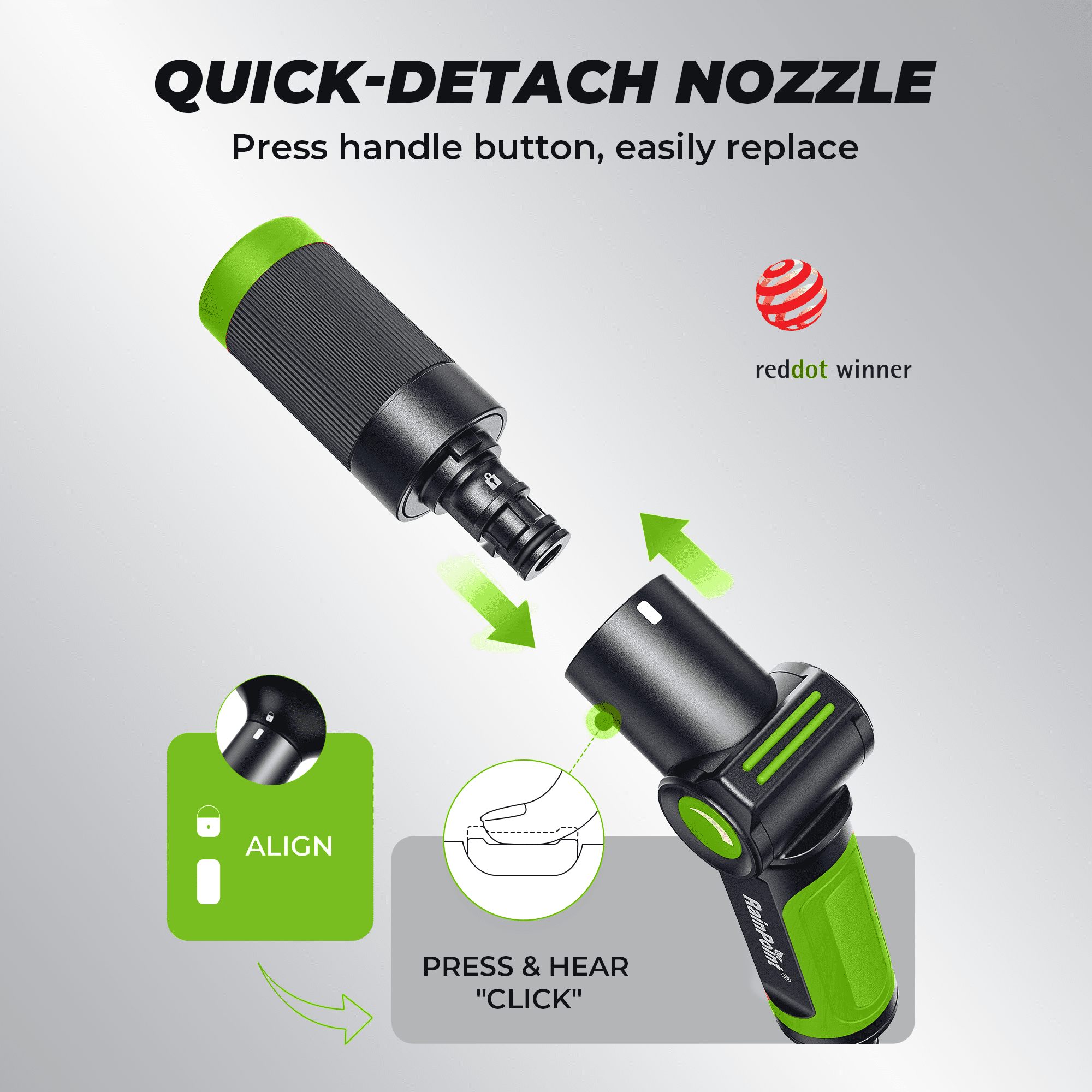 RainPoint Garden Hose Nozzle Thumb Control, Detachable High Pressure 3-Spray Patterns Nozzle and Extra Large 8-Spray Patterns Nozzle for Watering and Cleaning
