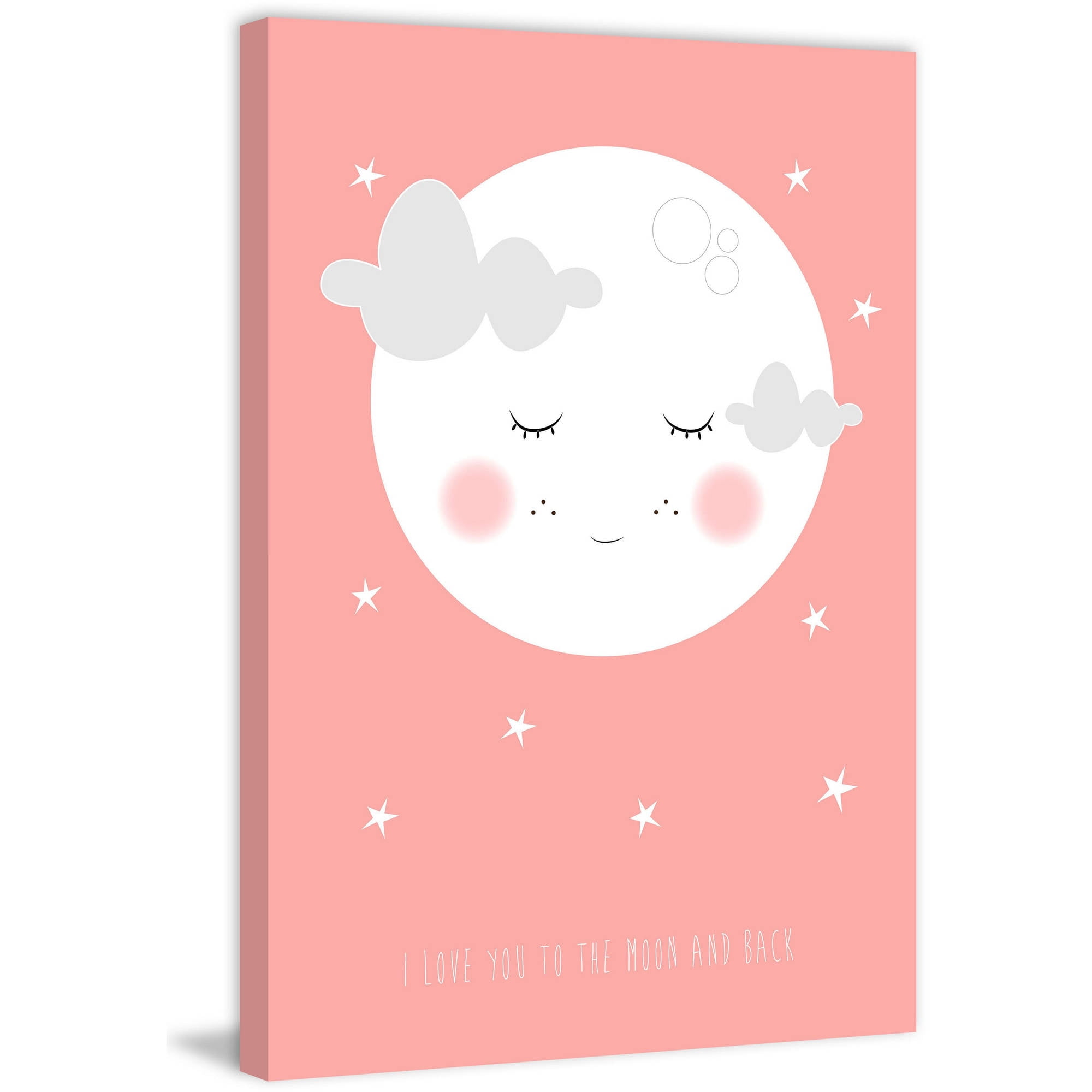 MARMONT HILL  - 'Moon Face Pink' by Karen Zukowski Painting Print on Wrapped Canvas - Multi-Color 12 x 18