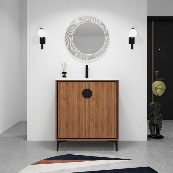 Historyli Go5H 24''/ 30'' Single Sink Bathroom Vanity, With 2 Soft Closing Doors, Bathroom Vanity With Top Sink,Bathroom Storage locker,For Bathroom Decoration