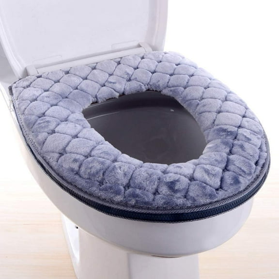 AUQ Toilet Seat Cover for Bathroom Toilet Seat Cushion Covers Soft Thicker Warmer Washable Toilet Seat Cover Pads with Zipper Home Reusable Fits Most Size Toilet Lids