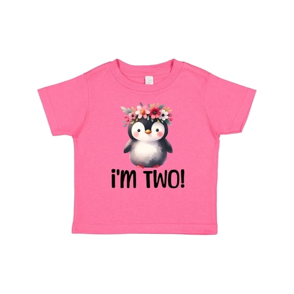 Inktastic 2nd Birthday Party Penguin 2 Year Old Girl Girls Toddler T-Shirt
