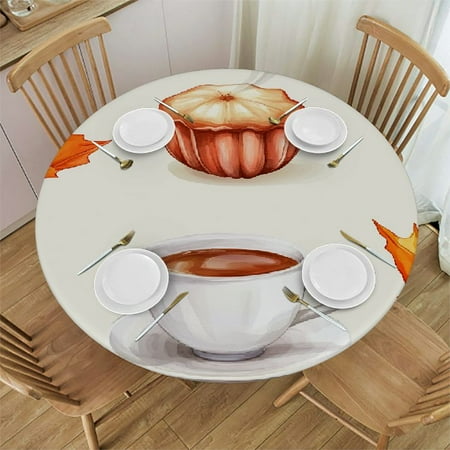 

Shadudu Furniture Decor Round Tablecloth 100% Polyester Washable for Home Kitchen Outdoor Decoration 54 -58