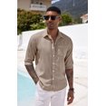 thumbnail image 2 of COOFANDY Men's Casual Linen Button Down Shirt Chambray Plain Oxford Dress Shirt, 2 of 6