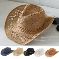 thumbnail image 5 of LQCrafK Outdoor Couple Hat Travel Sunscreen hat Western Cowboy Straw Hat Hand Woven Straw Hat, 5 of 5