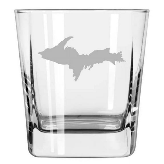 12 oz Square Base Rocks Whiskey Double Old Fashioned Glass Upper Peninsula Michigan