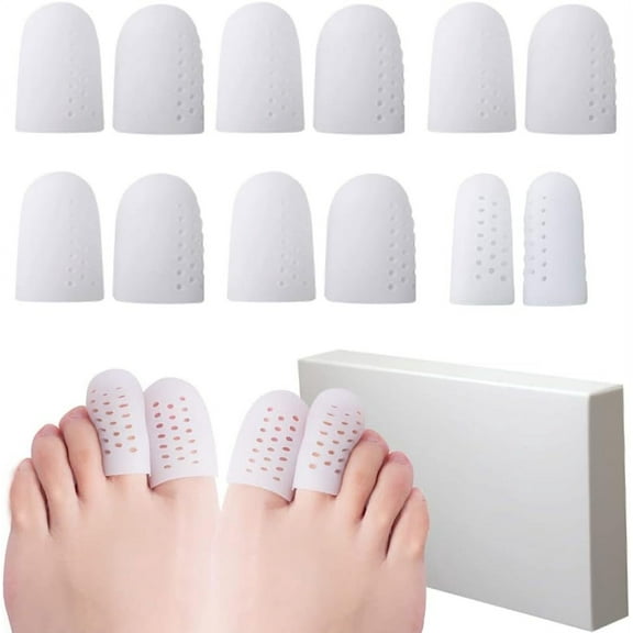 Big Toe Protectors Women 12 Pcs, Breathable Silicone Toe Covers and Toe Protectors for Men, White Gel Toe Caps Provide Pain Relief from Corns, Blisters and Ingrown Toenails