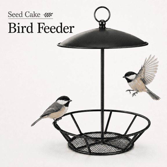 TAVENE Outdoor Garden Backyard Wild Birdfeeding Bird Feeders for Outdoors, 1 Pack Cylinder S-6-2 Seed Cake Feeder Metal Suet Cake Holder