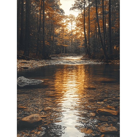 Autumn River Sunset Canvas Wall Art Print Perfect for Living Room and Dining Room Decoration