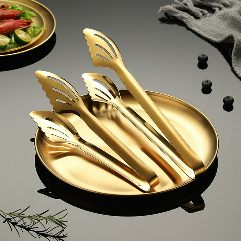 7.8'' Stainless Steel Food Tongs Gold Salad Tong Salad Clip Silver
