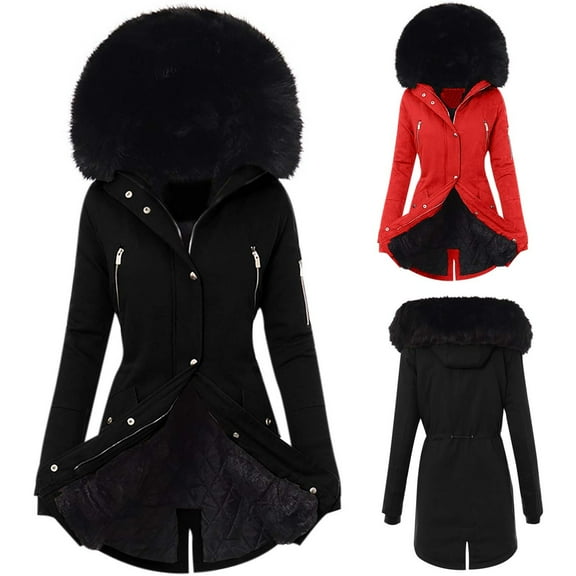 SMihono Winter Warm Long Sleeve Lambswool Thick Plush Coat Womens Plus Size Drawstring Hoodie Slim Fitted Zip Up Hoddie Fashion Loose Casual Black XXXL