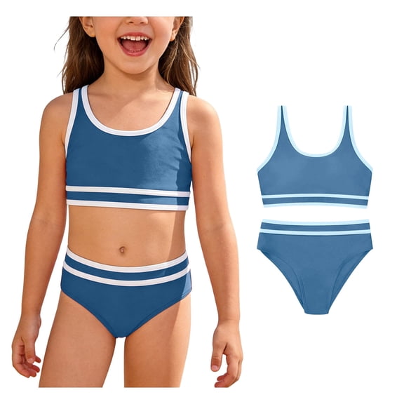 Girls Two Piece Swimsuits Adjustable Bikini for Girls Comfortable Soft Swimwear with Removable Cups Beach Pool Two Piece Bathing Suit