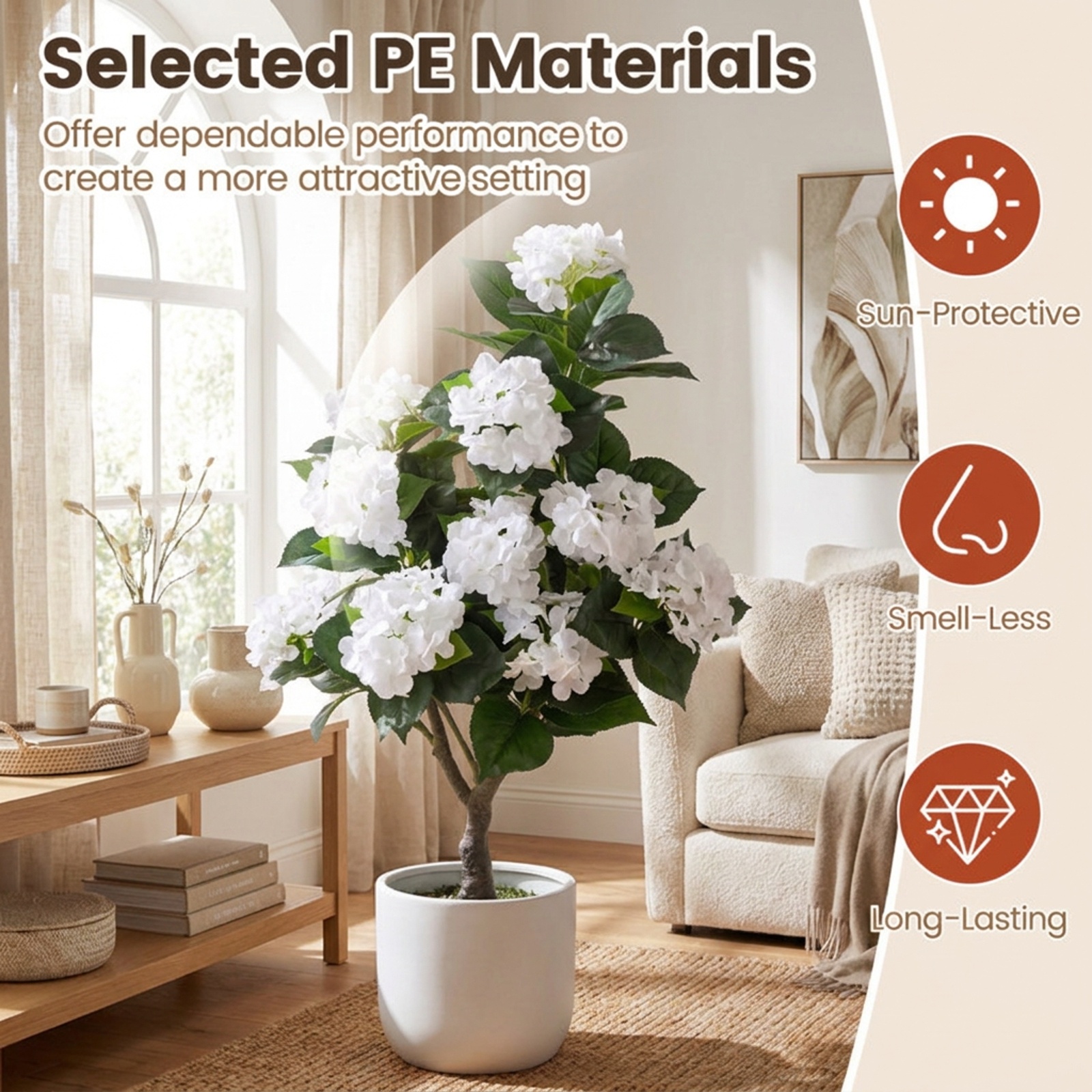 Vebreda Artificial Plant Decor, 43.5" Artificial Hydrangea Tree 2-Pack, Bring Lifelike Beauty Indoors, Long-Lasting Build with Stable Base