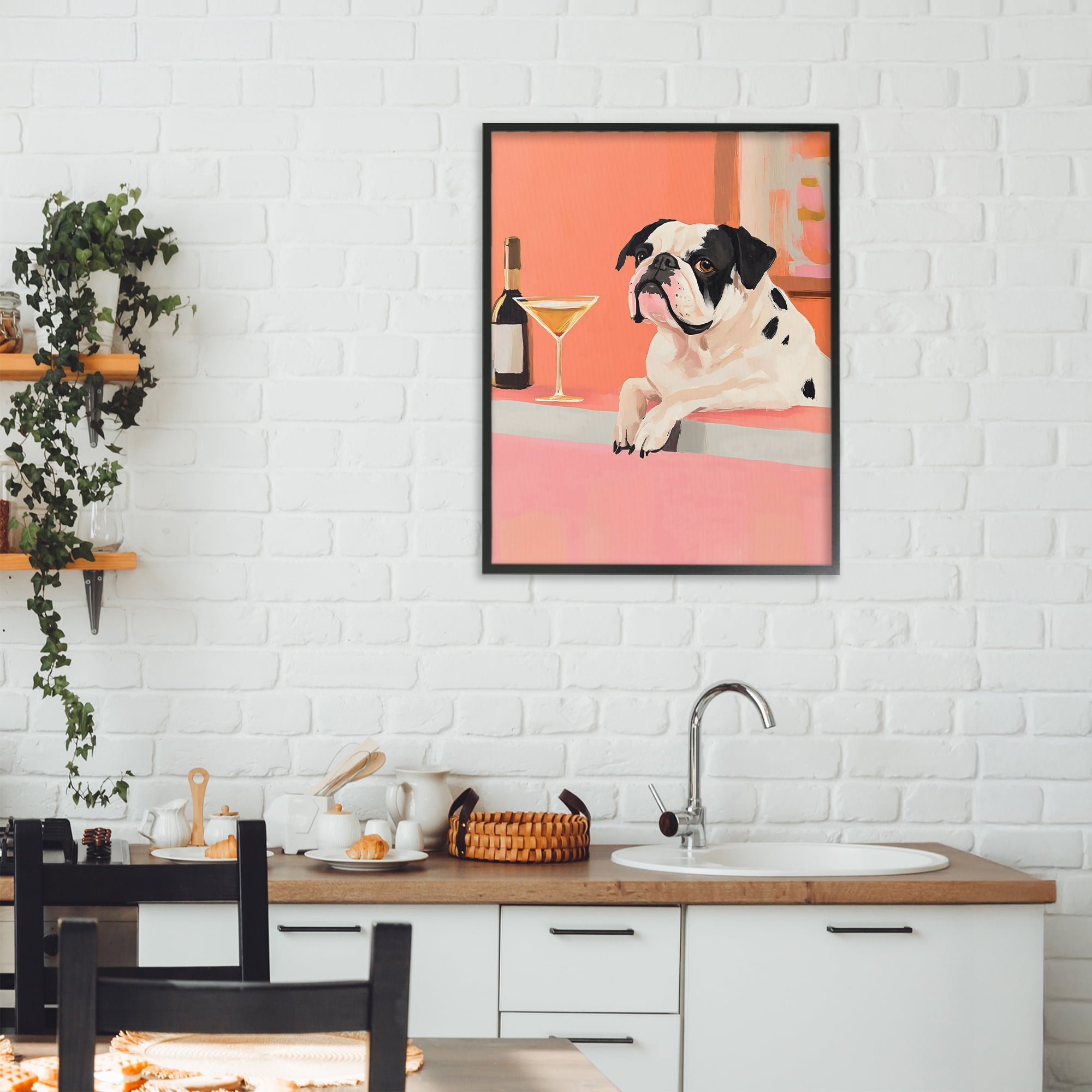 Stupell Industries Bulldog at Martini Lounge Black Framed Giclee Art, design by The Prints Vibe