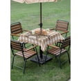 thumbnail image 3 of Brown Easter Outdoor Tablecloth - 60x60 Inch Square Dining Table Cover, Spring Watercolor Bunny Plaid Checkered Waterproof Outdoor Table Cloth with Umbrella Hole & Zipper for Picnic/Patio/Party, 3 of 7