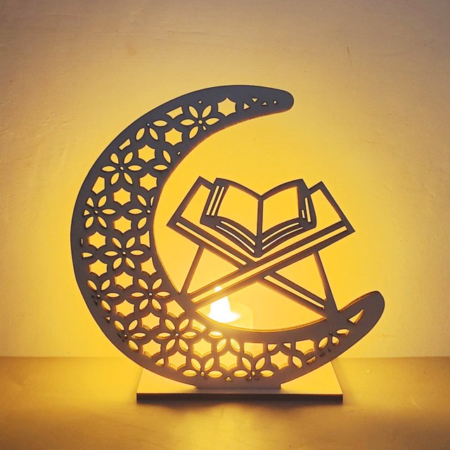 Lámpara Led Mezquita Colgante de mezquita de luna LED de decoración de bricolaje portátil para regalo de musulmanes (A) Likrtyny libre de BPA