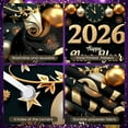 thumbnail image 4 of Gold Silver Theme Happy New Year Banner Festive Style 2026 New Year Display Decorative Ornaments Clock New Year Backdrop for New Year Party Holiday Celebration Indoor Decoration, 4 of 9