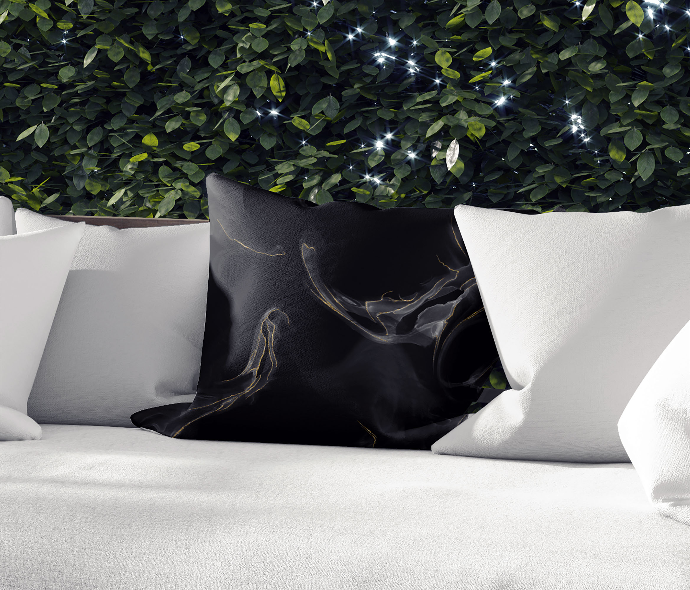 Marble Black Outdoor Pillow by Kavka Designs - image 5 of 5